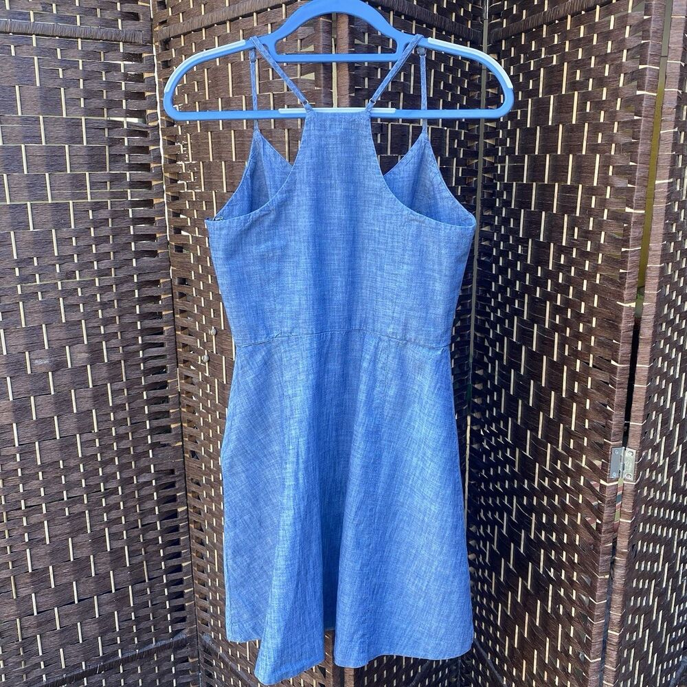 Banana Republic Dress Chambray Blue Fit and Flare Cotton Minimal Women's Size 6 - Picture 4 of 11